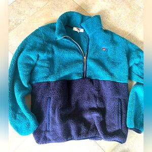 Aviator Nation Half Zip Teddy Color Block Jacket